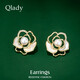 Qlady山茶花淡水珍珠耳釘女氣質簡約925銀耳針耳環(huán)時尚小眾設計高級感裝飾耳飾生日禮物送女友老婆 金色