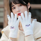 靚魅姿手套女冬天毛線(xiàn)加絨保暖手套學(xué)生韓版卡通五指毛線(xiàn)騎車(chē)觸屏手套 奶白色 均碼