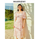MAXRIENY【浪漫當(dāng)夏】甜美桃花美人連衣裙夏裝新款收腰顯瘦連衣裙 粉花 M 02
