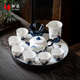 御泉 功夫茶具套裝帶茶盤(pán) 手繪陶瓷小泡茶壺茶杯干泡托盤(pán)家用整套日式