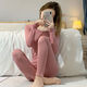 春秋新款打底保暖內衣套裝女韓版修身顯瘦秋衣秋褲 粉色 均碼 建議70-130斤