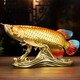 吉善緣全銅金龍魚(yú)擺件如魚(yú)得水客廳酒柜公司辦公室喬遷新居開(kāi)業(yè)工藝禮品 金龍魚(yú)（彩金色）