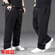 JEEP SPIRIT吉普加肥加大碼休閑褲子男寬松直筒300斤胖子肥佬闊腿春夏運動(dòng)褲 黑色 (918春秋款) 常規 5XL 225-240斤穿
