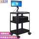 思珀睿電腦設備儀器推車(chē) 家用廚房置物架 落地機房移動(dòng)工作臺培訓檢測車(chē) P97三層常規款黑色+桌面支架