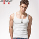 簡(jiǎn)束背心男純色棉質(zhì)緊身運動(dòng)方領(lǐng)背心夏季彈力無(wú)袖透氣男士打底汗衫 白色 2XL （80kg左右）