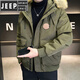 JEEP SPIRIT大毛領(lǐng)男裝棉服2024冬季新款派克服防水防風(fēng)情侶款加厚工裝 軍綠色【大毛領(lǐng)】 2XL