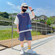嚕 C童裝男童夏裝套裝2025新款兒童衣服運(yùn)動(dòng)中大童短袖褲子兩件套帥氣 灰色 170
