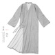 中國風(fēng)漢服色織純棉長袍睡袍家居服薄款睡衣禪服禪服修行袍子 135厘米加長淺灰色織長袍 XL（推薦體重210斤以下）