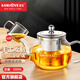 金灶（KAMJOVE） 玻璃泡茶壺耐高溫304不銹鋼過(guò)濾花茶壺飄逸杯煮茶壺簡(jiǎn)約式茶藝壺 A-07【600ml】搭配玻璃茶杯4個(gè)