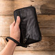 長(cháng)款錢(qián)包男真皮錢(qián)夾手工復古多功能牛皮拉鏈手拿包潮個(gè)性手抓包女 黑色