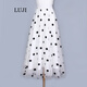 陸際（LUJI）半身裙 2021新款波點(diǎn)半身裙女紗裙a字裙香港潮牌時(shí)尚復古百褶裙刺繡網(wǎng)紗半身長(cháng)裙 白底黑點(diǎn)90裙長(cháng) L