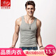 浪莎背心男單件男士背心純棉百搭跨欄打底汗衫修身彈力背心 灰色 XXL(180)碼
