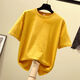 芭布笛純棉短袖T恤女裝文藝寬松潮半袖上衣白色打底衫 姜黃色 M 建議100-115斤