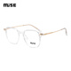 MUISE眼鏡框MSA003全框TW01透明白+玫金合金鏡架50mm配鏡凱米U6鏡片1.6