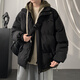頂峰保羅（Dingfengbaoluo）假兩件棉服外套男秋冬寬松休閑保暖棉衣連帽棉襖子DFM22黑色L