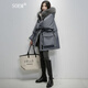 SOEM原創(chuàng)高端女裝真狐貍毛白鴨絨派克服女中長(zhǎng)款2023新款寬松加厚外套 煙灰色 真狐貍毛 M 115-130斤
