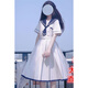與欣（YUXIN）日系學(xué)院風(fēng)海軍領(lǐng)jk連衣裙學(xué)生2023年夏季長(cháng)裙初戀少女顯瘦水手服 白色 均碼【可備注碼數】
