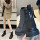 零蘭妃馬丁靴女雙拉鏈2024秋冬英倫風(fēng)季新款平底單靴女時(shí)尚短靴女鞋 黑色平底（單里） 37