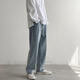 執笙記男士牛仔褲秋冬時(shí)尚青少年休閑寬松潮流褲子男百搭男士直筒褲長(cháng)褲學(xué)生男裝潮牌 淺藍色 M