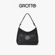 GROTTO個(gè)樂(lè )經(jīng)典黑石hobo包大小號植鞣綿羊皮腋下單肩斜挎軟包通勤禮物 經(jīng)典黑 銀標S