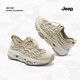 Jeep吉普女鞋2026春夏新款網(wǎng)面透氣老爹鞋女戶(hù)外休閑鞋輕便厚底運動(dòng)鞋 淺灰色（運動(dòng)鞋碼） 39 （尺碼正常）