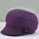 鳳羽中老年人帽子女秋冬天毛呢鴨舌帽加厚保暖老人棉帽奶奶媽媽時(shí)裝帽 紫色 N-雛菊 均碼 可調節55-58cm