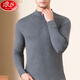 浪莎中高領(lǐng)內衣男秋衣秋褲純棉套裝全棉大碼中老年保暖內衣男薄款防寒防風(fēng)打底衫棉毛衫 深灰套裝 XL建議120-140斤