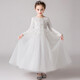 秋卷兒童公主裙女童連衣裙春秋季長(cháng)裙女大童蓬蓬裙禮服3-15歲女孩裙子 白色/春秋款 130 碼/參考身高115-125cm