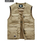 Jeep吉普馬甲男中青年V領(lǐng)多口袋背心春夏純棉導演攝影釣魚(yú)馬夾坎肩 卡其色 3XL（建議185-200斤）