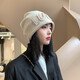 沐馳斯頓針織帽子女秋冬季毛線帽薄款包頭帽套頭帽韓版時(shí)尚潮冷帽女保暖月子堆堆帽 字母標(biāo)-米白色 均碼