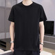 奕卬純棉t恤短袖國潮夏季男士寬松打底衫情侶裝潮流T半袖體恤 純黑色 L 【建議115-130斤】