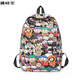 唐曉笙日韓潮原宿風(fēng)雙肩包女涂鴉男女初高中學(xué)生帆布書(shū)包旅行包雙肩背包 卡通人物