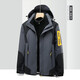 森州狼爪（SENZHOULANGZHUA）戶(hù)外沖鋒衣情侶三合一兩件套防風(fēng)保暖加絨滑雪服定制團購工作服 男灰色【加手套】 2XL