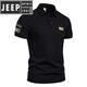 JEEP SPIRIT/吉普【專區(qū)】美式戶外軍旅風(fēng)短袖POLO.衫男 潮流休閑大碼青年彈 黑色 歐碼XL(120-140斤)