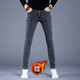 圣彬霸新款春夏2026男士灰色牛仔褲男修身小腳男褲常規休閑韓版潮流彈力 加絨加厚款 34