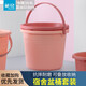 茶花（CHAHUA）水桶手提帶把手學(xué)生宿舍加厚臉盆桶儲水套裝家用洗澡洗衣圓桶 【盆桶2件套】磨砂粉 34cm