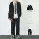 星禾萊休閑西服男秋季搭配套裝痞帥學(xué)生高校JK小西裝外套dk制服男 外套黑+襯衫白+褲子黑 XL 120-135斤
