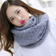 珥妃韓版毛線(xiàn)圍巾套頭圍脖女冬天脖套韓國秋冬季加厚學(xué)生圍巾圍脖 灰色