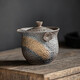 極素 粗陶鎏金茶壺泡茶蓋碗單個(gè)家用陶瓷功夫茶具手抓壺日式?jīng)_茶壺 粗陶鎏金-手抓壺