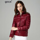 QIYUN 輕薄羽絨服女新款短款立領(lǐng)連帽時(shí)尚修身秋冬短外套大衣 酒紅色 【立領(lǐng)】 L 108-118斤
