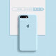 iPhone8plus手機殼液態(tài)硅膠軟邊防摔防水防指紋內底植絨卡馬龍彩虹色蘋(píng)果i8鏡頭全包精孔保護殼 清水藍 iPhone 7P/8P【5.5】