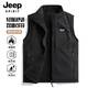JEEP SPIRIT馬甲男秋冬季搖粒絨立領(lǐng)無(wú)袖坎肩吉普男士休閑雙面穿抓絨馬甲外套 黑色【雙面可穿】 3XL 【建議160-175斤】