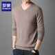 羅蒙羊毛衫男羊毛長(cháng)袖V領(lǐng)男士毛衣商務(wù)休閑針織打底衫68181花灰駝2XL