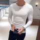 凡迪時(shí)尚秋季純色修身長(cháng)袖t恤男士圓領(lǐng)半袖緊身上衣服白色男裝打底衫潮牌體恤潮流 白色 L
