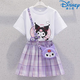 迪士尼（Disney）女童套裝夏款學(xué)院風(fēng)JK百褶裙子夏裝網(wǎng)紅兒童女孩庫洛米短袖兩件套 紫色套裝 高品質(zhì) 加包 140