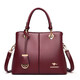 瑾安女包真皮中青年韓版潮包手拎包中年媽媽包包2020女士真皮大氣單肩包手提女包sm5835 酒紅色