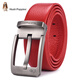 暇步士（Hush Puppies）紅腰帶本命年男士真皮針扣色皮帶頭層牛皮高端奢飾品褲帶馬年禮物 紅色947W【禮盒包裝】 115cm
