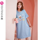 芬騰短袖睡裙女棉質(zhì)薄款夏季短裙睡衣卡通可愛(ài)寬松家居服連衣裙夏 X98323122冰蘭 3XL 建議:160-175斤