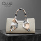Cuud品牌女士手提包牛皮鱷魚(yú)紋商務(wù)女包氣質(zhì)中年媽媽包生日禮物送女友 素雅白【絲巾款】