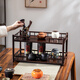 棲草院（QICAOYUAN）楠竹茶杯架子雙層壺承中式竹制茶具收納展示小罐茶葉置物架茶棚 雙層帶屏欄加寬古味杯架